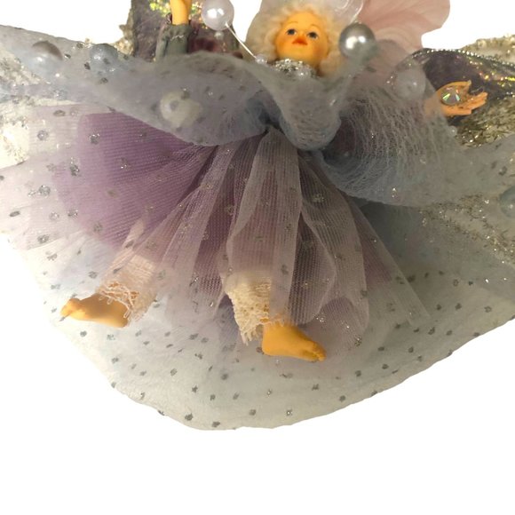 Handcrafted Upcycled Porcelain Doll Head Arms Legs Glammed Christmas Ornament - Picture 5 of 5